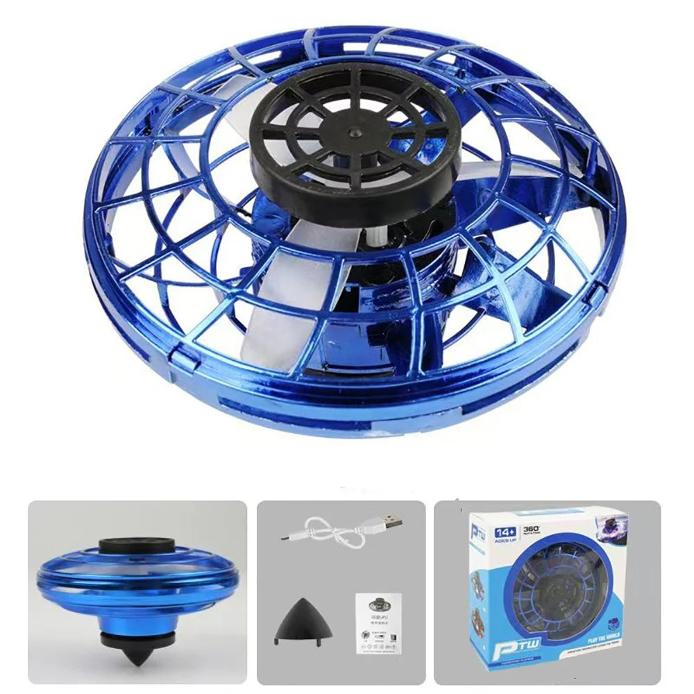 1pc Teenager Flying Spinner UFO Boomerang Mini Drone Magic Levitation Light-emitting Gyroscope Induction Decompression Toys